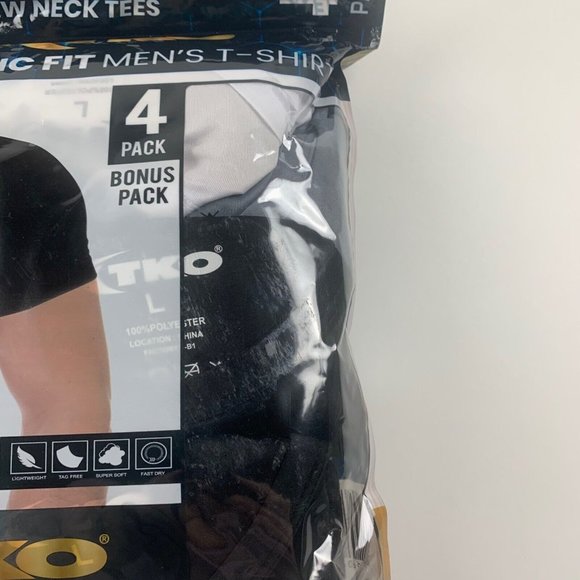 TKO Men's‎ Classic Fit T-Shirt 4-Pack Crew Neck Tees BLK/GRY/WHT Size L NWT 8289 - Picture 2 of 6